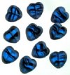 10 15mm Flat Cut Window Heart Beads Tortoise Sapphire